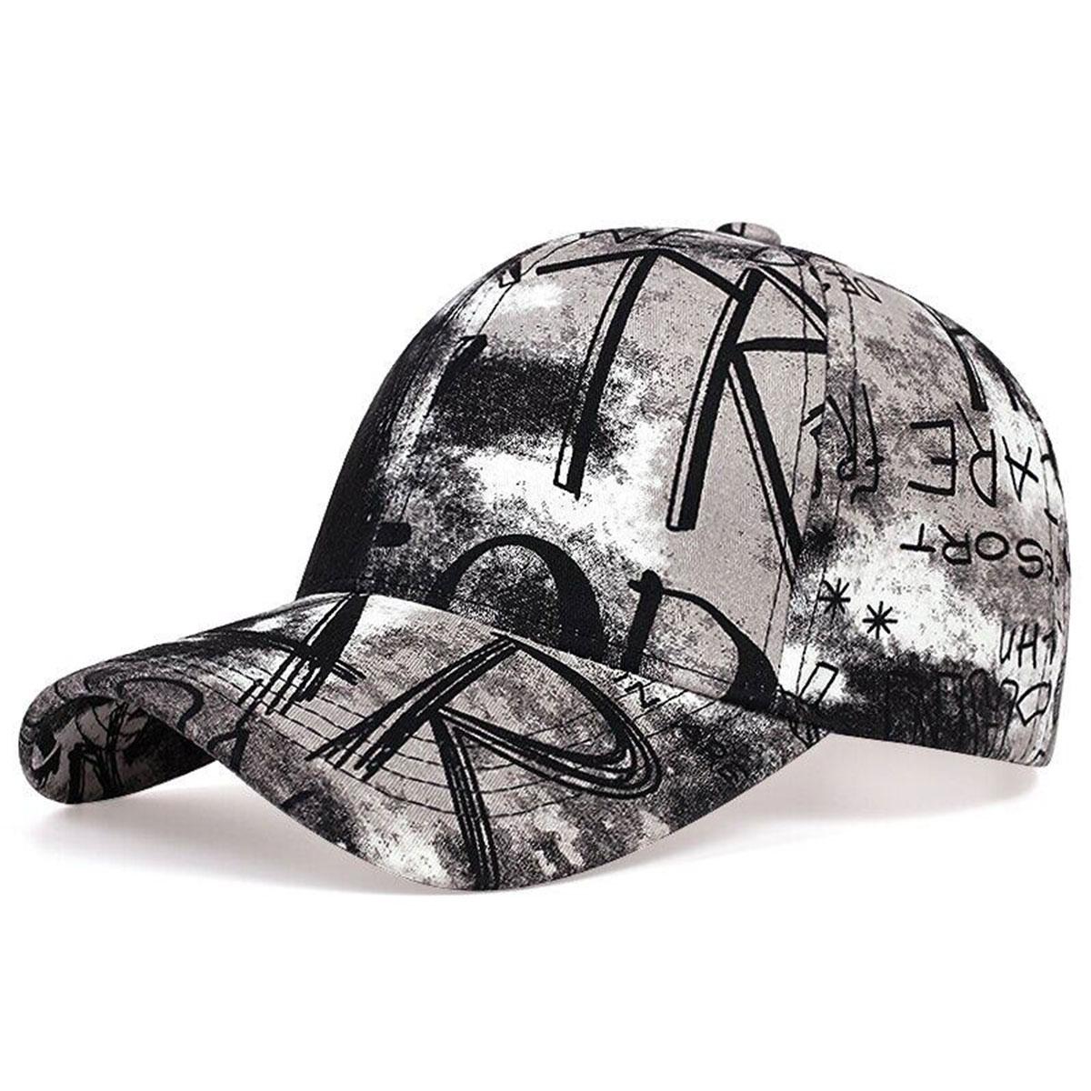

1Piece Unisex Letter Graffiti Print Tie-Dye Baseball Cap Outdoor Adjustable Sunscreen Leisure Hat Spring Autumn Travel Vacation