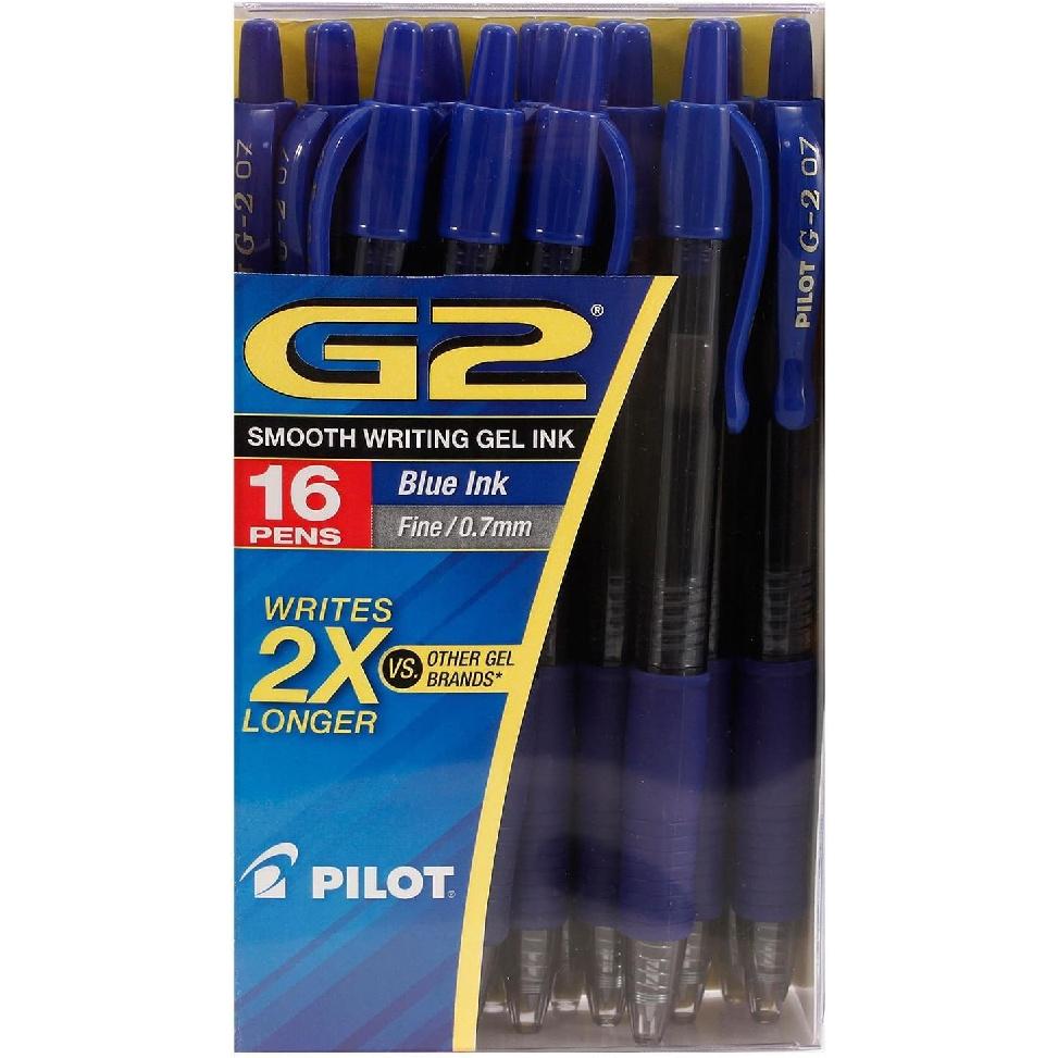 Pilot G2 Синий Тонкий Наконечник - Упаковка 16 шт.