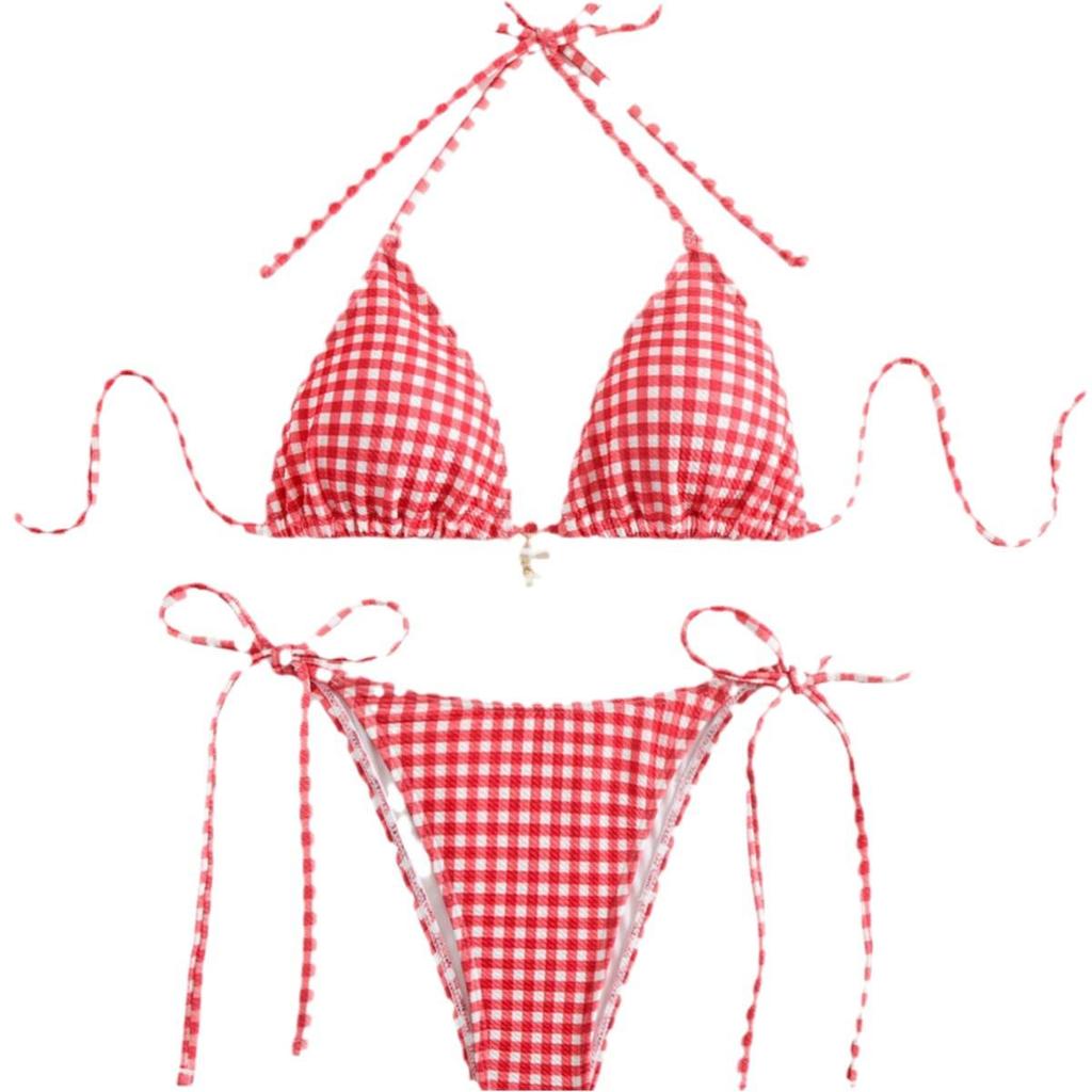 2024 European & American Women's Sexy Printed Tie Bikini Set