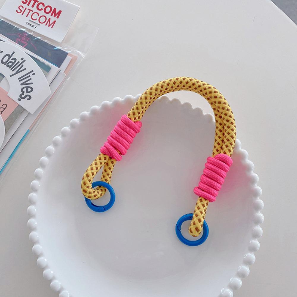 Rainbow Lanyard Strap Portable Rope Keychain Exquisite Hanging Chain Ring  Woman