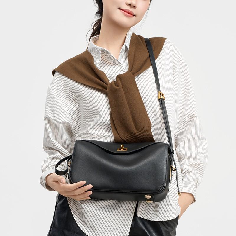 Boston Pillow Bag Armband Premium Feel Handheld Shoulder Genuine Leather Commuter Versatile Large Capacity Crossbody