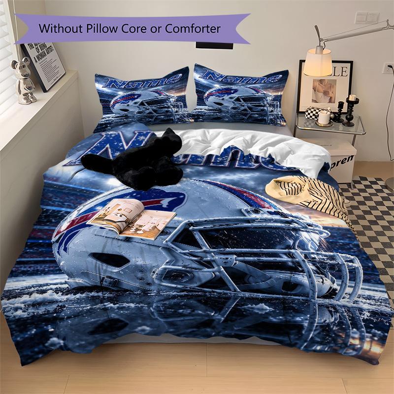 Personalized Football Helmet Soft Bedding 3 Piece Set HD Print Duvet Cover Pillowcases for Teens Adult Bedroom Decoration Christmas Gift C10396