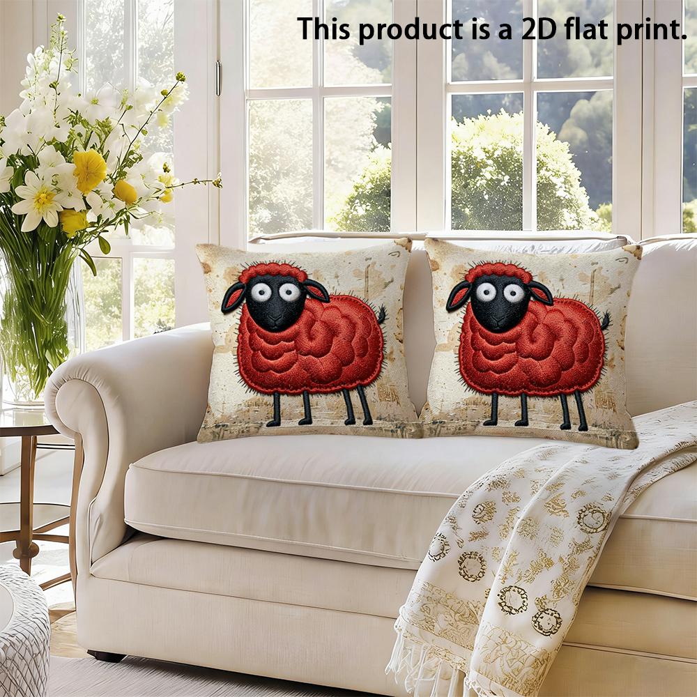 2 pezzi Federe per Cuscini Decorativi in Lana di Pecora Rossa Stile Rustico Farmhouse Vintage per Divano Letto