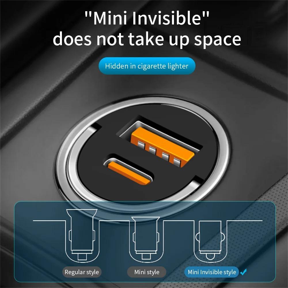 100W Mini-Autoladegerät Schnellladung QC3.0 Typ C USB PD Telefon Schnellladegerät für iPhone Xiaomi Samsung Huawei Zigarettenanzünder