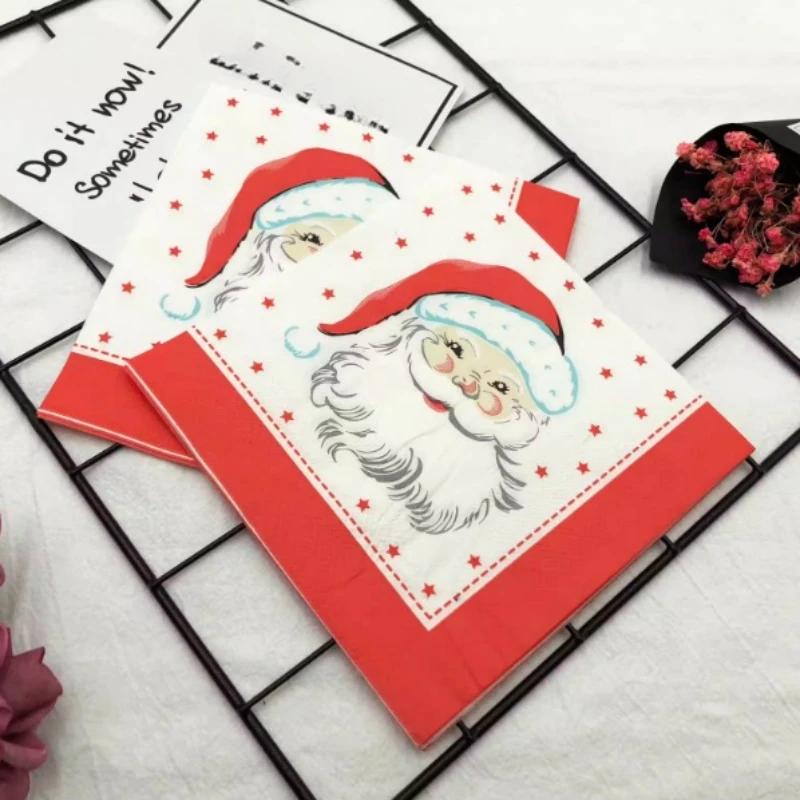 20 szt./opakowanie 33*33 cm 2-warstwowe jednorazowe serwetki imprezowe wzór świąteczny