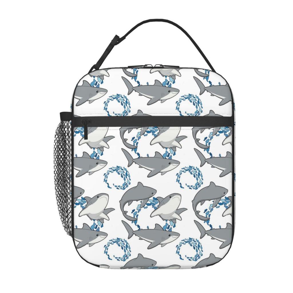 Cartoon Weißer Hai Isoliertische Lunchtasche für Kinder Schul-Kühlbox Thermische Lebensmittelbox Tragetasche Auslaufsichere Lunchboxen Behälter