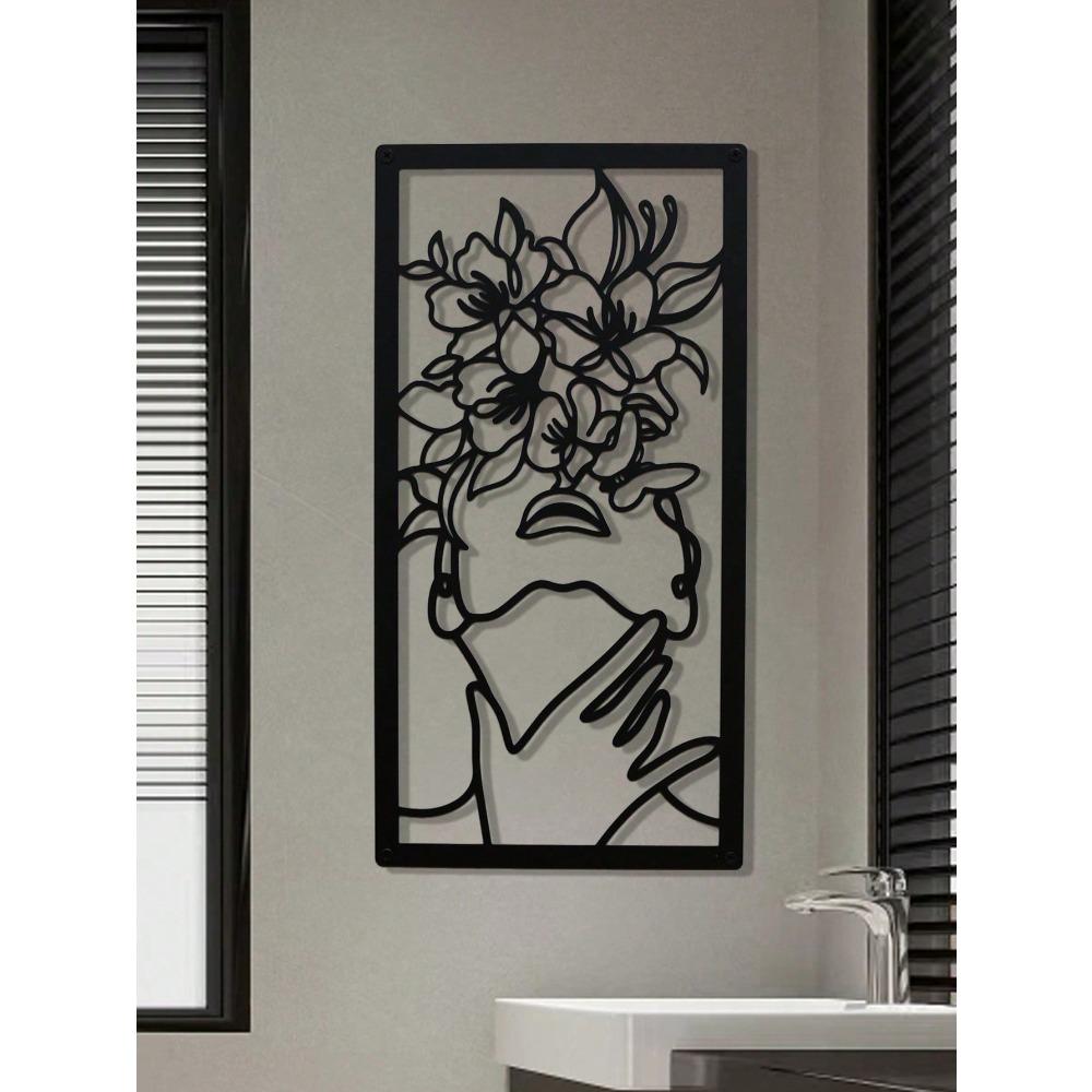 Dreamy Flower Metal Wall Art Creative Line Art Home Decor for Women Room