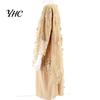 Lady Evening Dress O-neck High-Waist Plus Size Midi Embroidery Lace 3/4 Sleeve Female Clothing