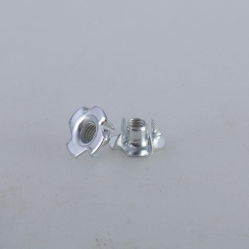 Four Jaw Threaded Inserts Corrosion Resistant T Nut Blind Pronged Tees 4 Jaw Tees Nuts for Wood Working Hardware