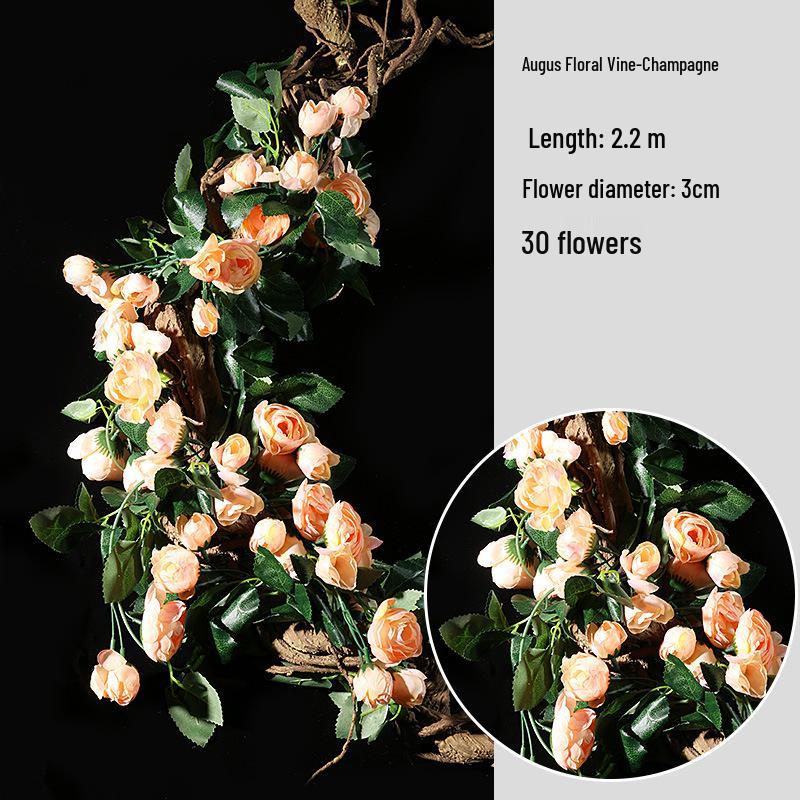 Artificial Rose Vine Wall Decor for Air Conditioner Pipes