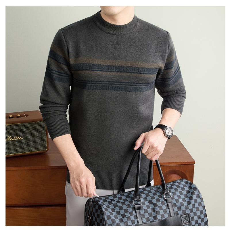 Men S Thick Knit Sweater Business Casual Long Sleeve Crew Neck Pullover