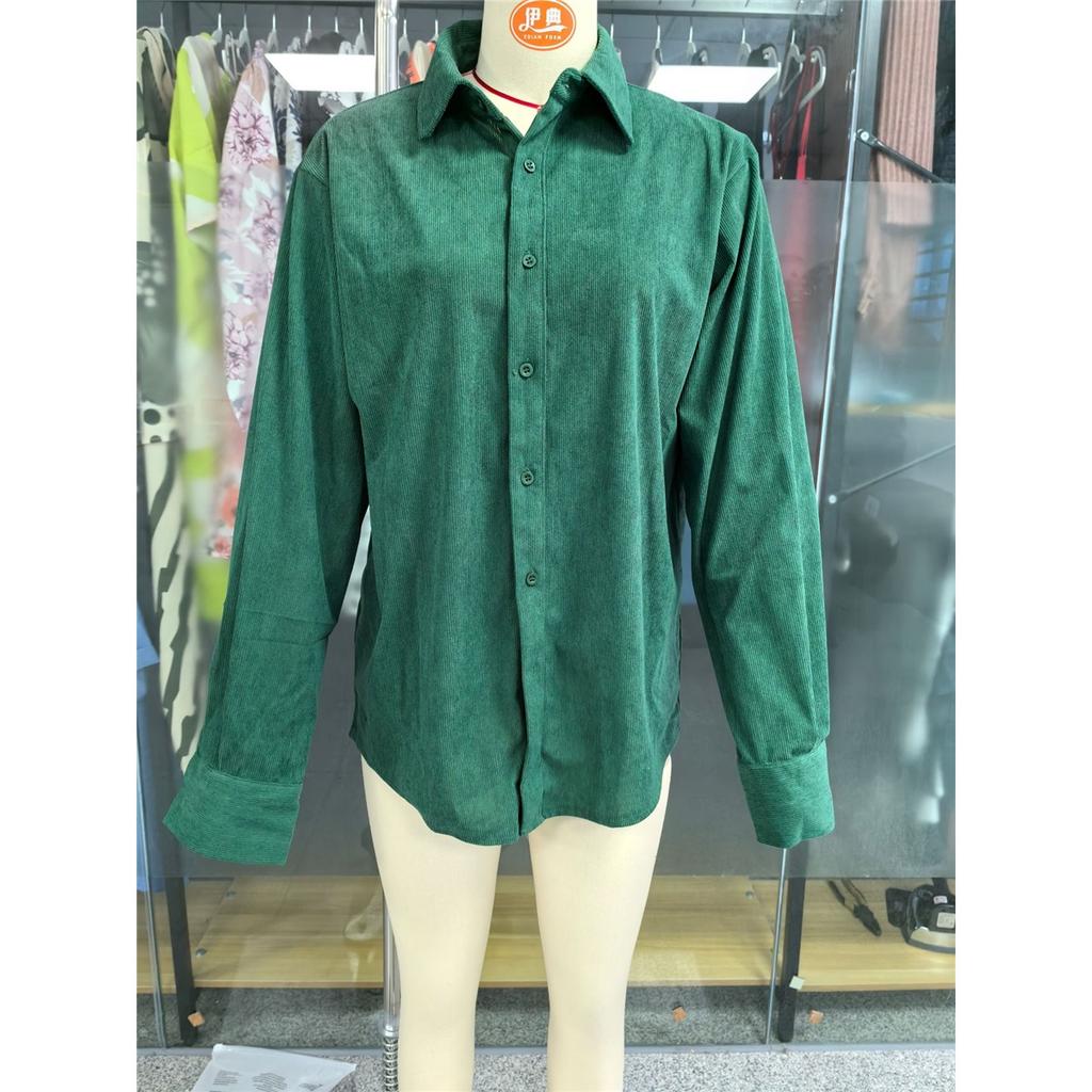 Men's POLO Shirt Solid Color Corduroy Lapel Shirt