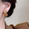 Amber-Colored French-Inspired Minimalist Retro Stud Earrings