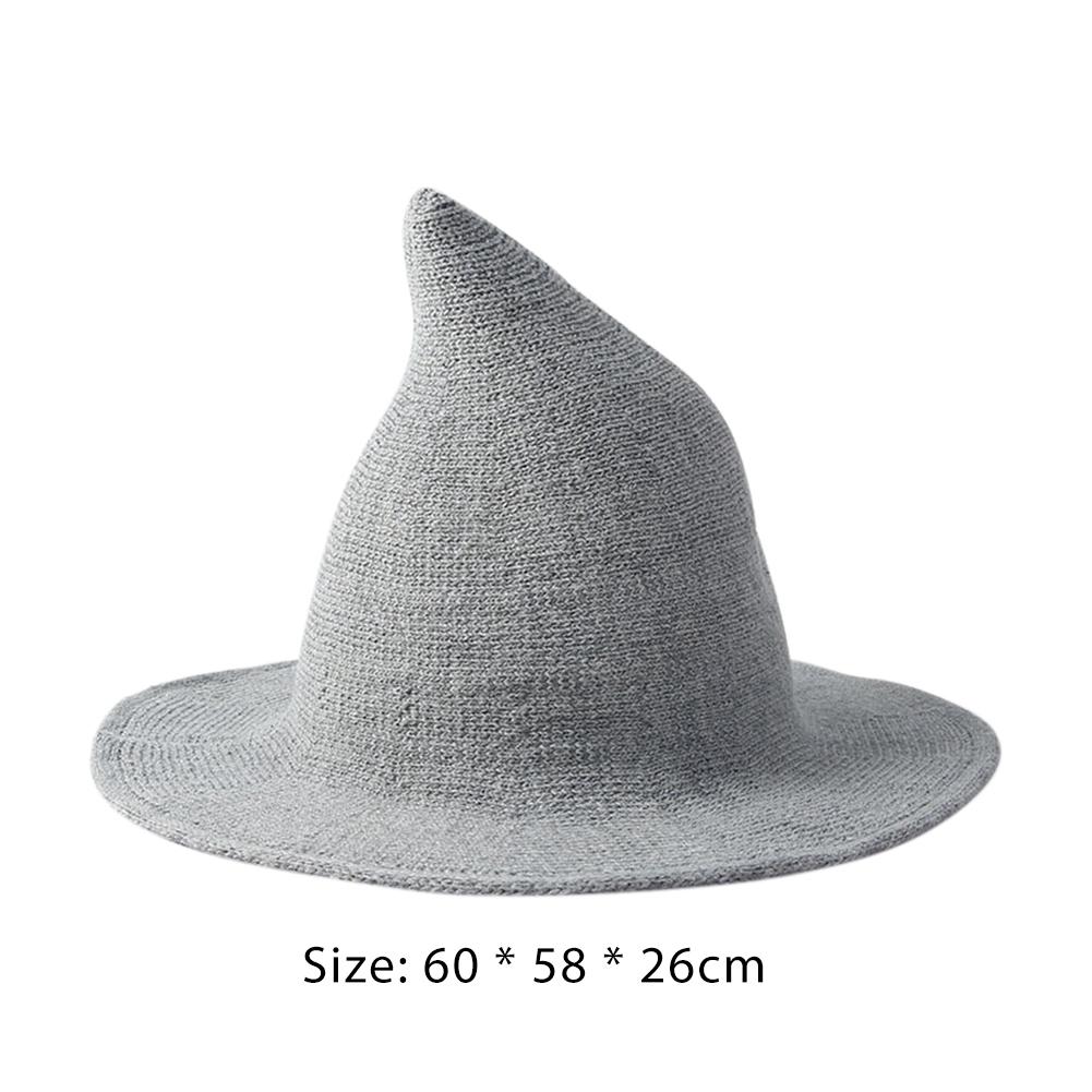Halloween Woman Witch Hat Costume Wool Knit Hat for Party Coseplay Masquerade Hat Festival Decoration Accessories