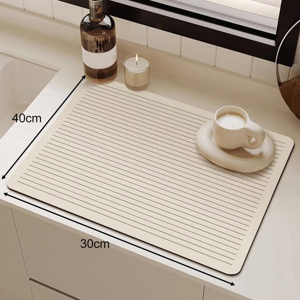 Non Slip Diatomite Drain Pad with Absorbent Kitchen Mat for Use with Dish Drainers and Coffee Station Protection