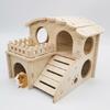 Small Animal Wooden Hut Luxury Villa House Two Layers for Dwarf Mouse Rat Gerbil