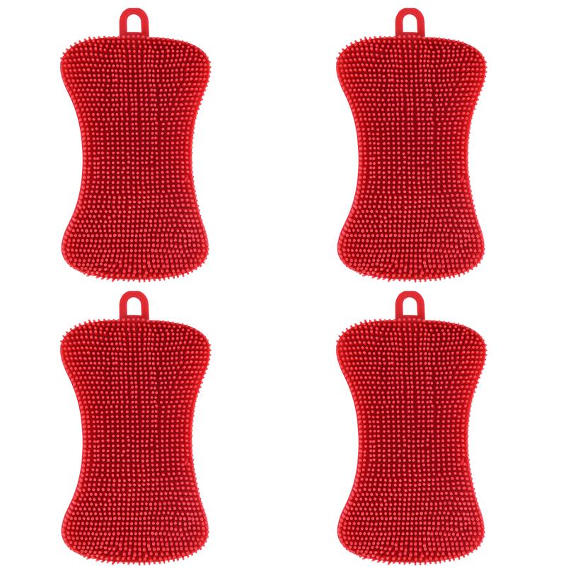 1/4Pc Silicone Dish Washing Brush Pot Pan Sponge Scrubber Silicone Scouring Pad Fruit Pot Pan Wash Brushes Kitchen Cleaning Tool