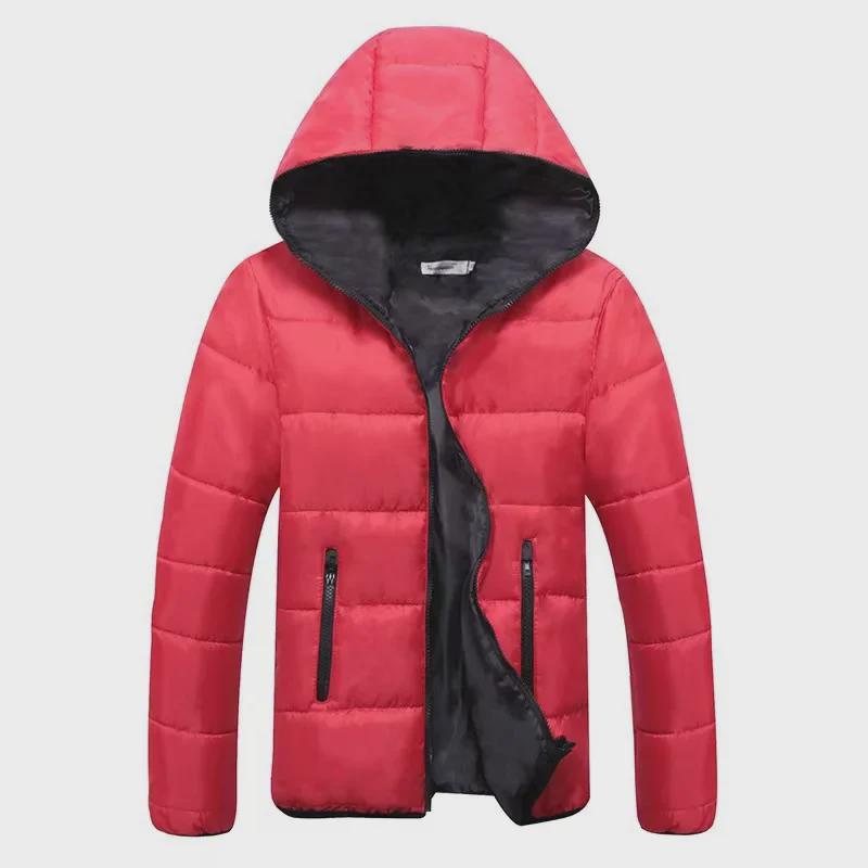 Classic Men's Slim Hooded Cotton Coat - Candy Color Zipper Design