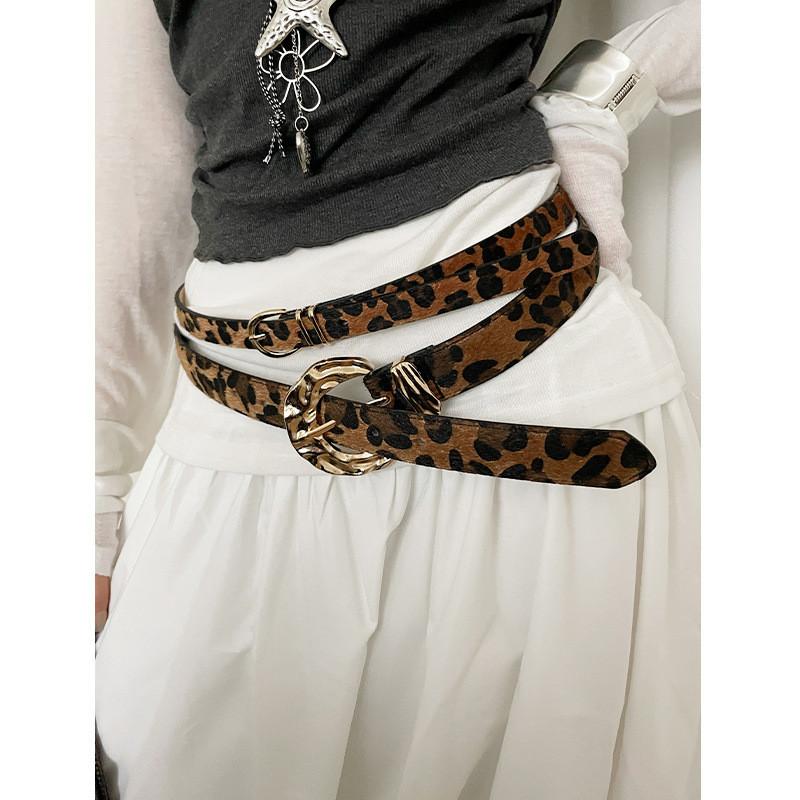 Animal Pattern Leather Waist Belt With Alloy Buckle Suitable For Casual And Street Style