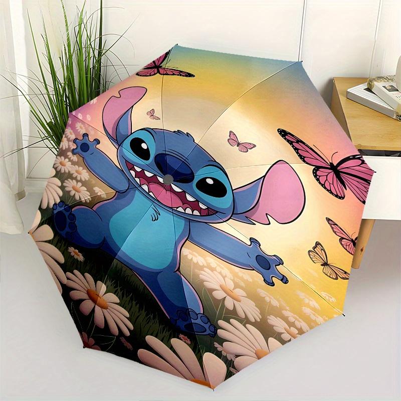 

Disney Stitch,Butterflies Automatic Opening and Closing Umbrella - Suitable for all occasion and business umbrella, unisex portable tri-fold