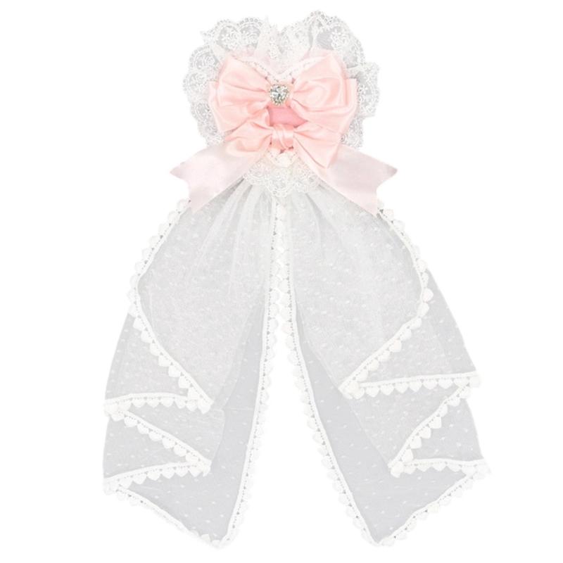 Elegant Ribbon Hair Clip Headpiece With Lace Ruffle Trim Design For Women And Girl Anime Event Gathering Hair Ornament