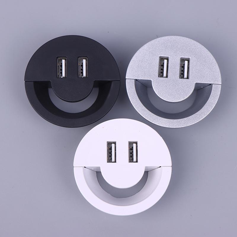 50Mm Wire Hole Cover Round Home Office Table Outlet Port Line Box Computer Desk Cord Grommet With 2 Port Usb Cable Organizer