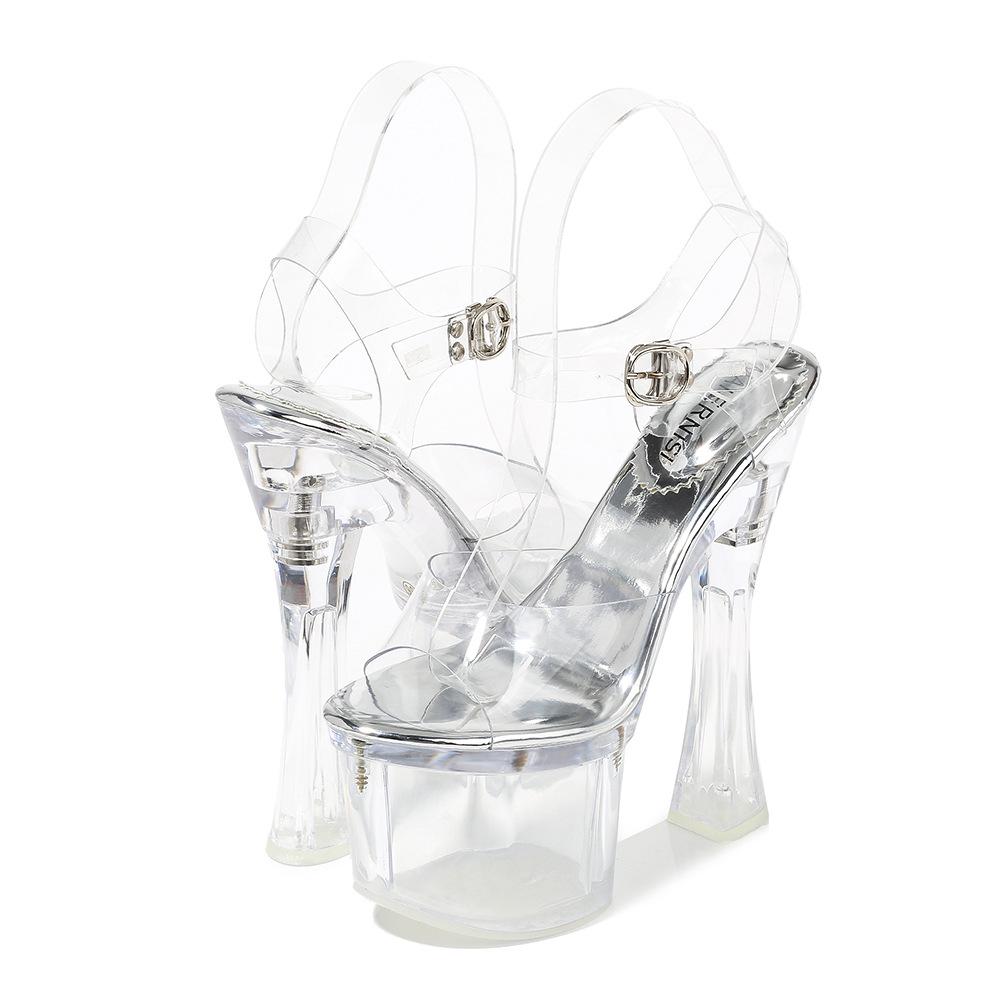 Summer transparent Mori women's style high heels, catwalk fashion temperament women's sandals, thick heels and light mouth women's sandals