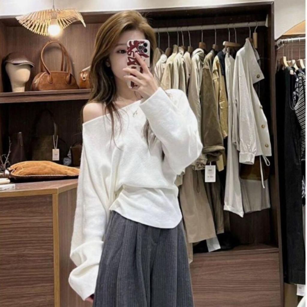 Roter Einärmliger Strickpullover für Damen - Herbst/Winter Slim Fit Basic-Oberteil