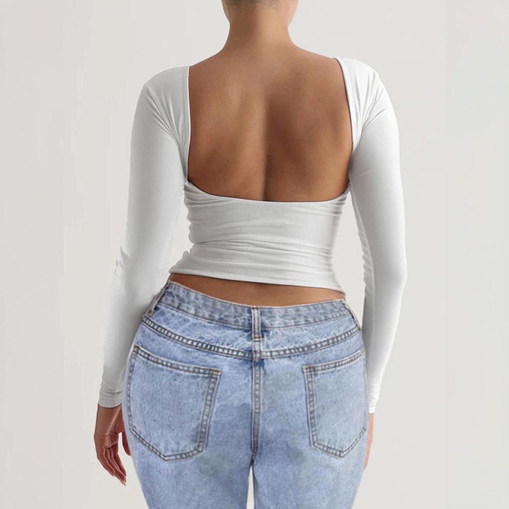 New Daily Fitness Commuting Sexy Slim Fit Y2k Base Shirt Women'S Casual Loose Long Sleeved T-Shirt Top