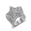 New Hip-Hop Trendy Fashion Light Luxury Ring Personality Domineering Titanium Steel Inlaid Diamond Five-Pointed Star Ring