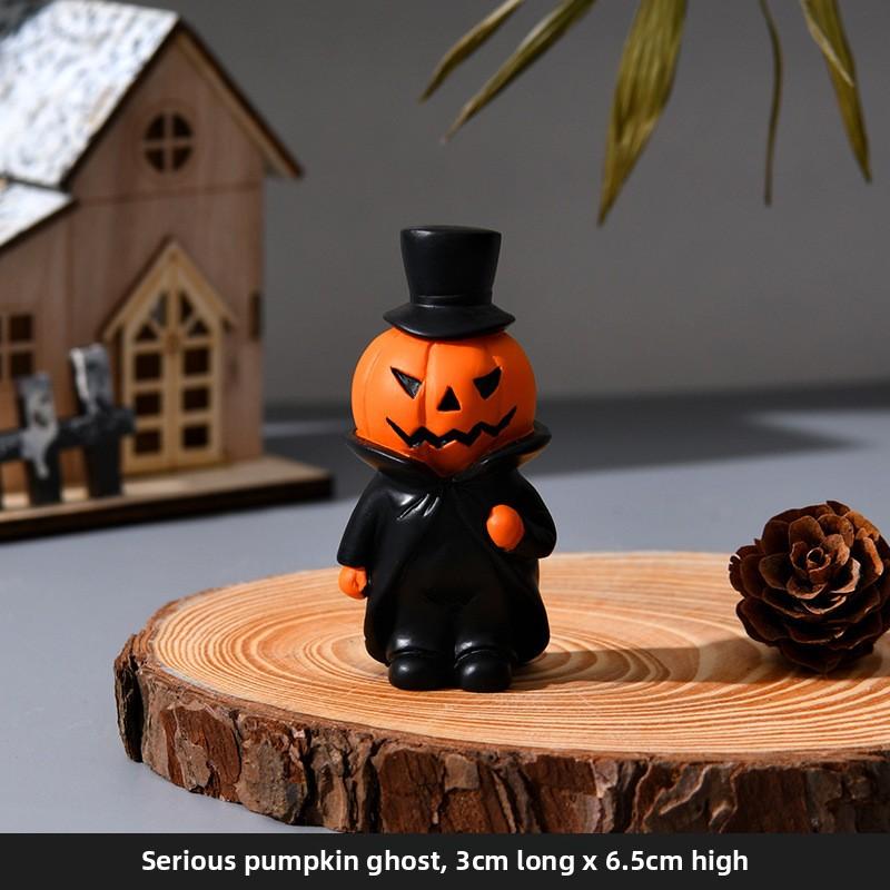 Halloween Pumpkin Figurines - Cute Handmade Decorative Items for Home Tabletop, Ghost Figurines, Resin Small Ornaments