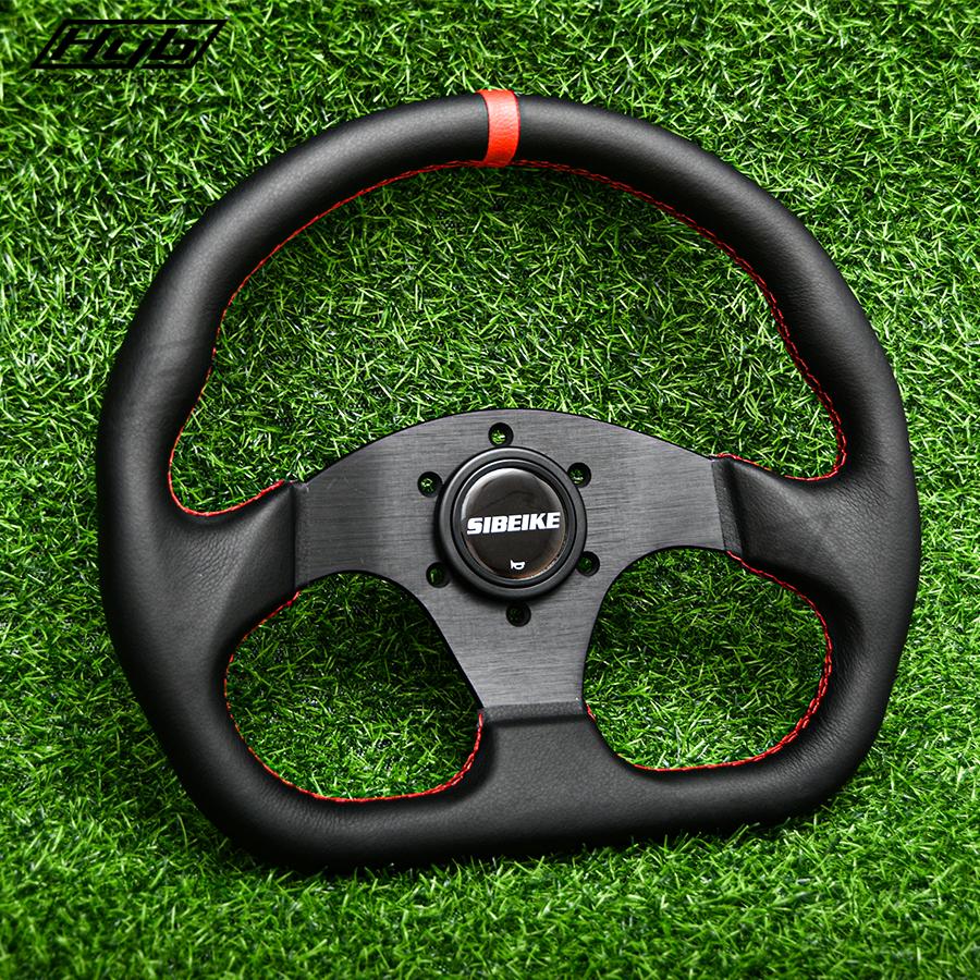 320mm D Shape Sports Steering Wheel Black Leather Universal 13Inch Racing Gaming JDM Steering Wheel красный
