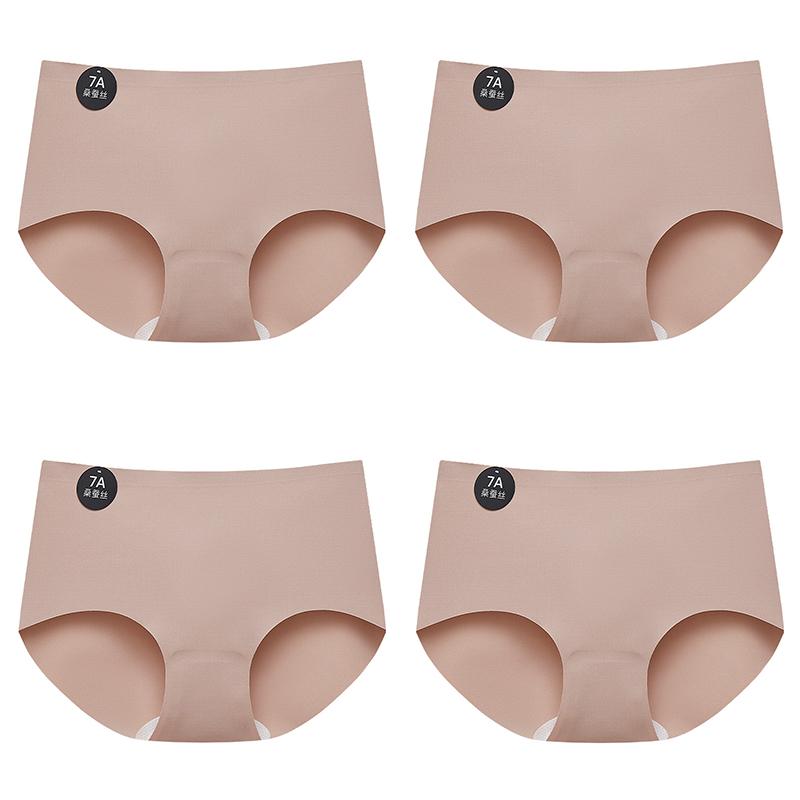 4PCS Seamless Panties for Woman Ice Silk Underwear Soft Thin Briefs Women's Underpants Fashion Sexy Female Lingerie