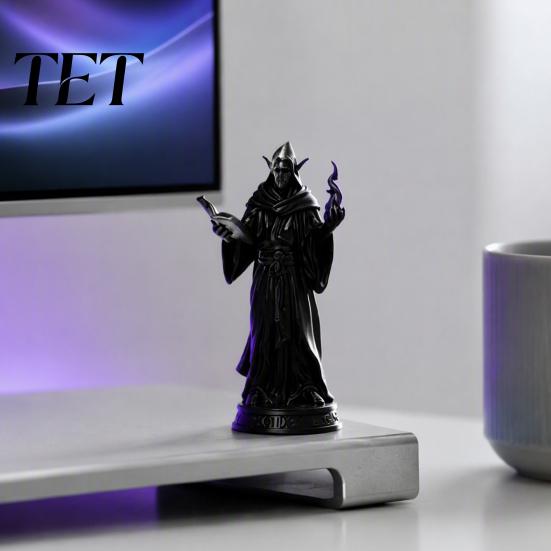 Intricate Magic Book Sculpture 3D Printed Elf Wizard Figurine, Dark Gothic Desktop Decor Ornament, Fantasy Art Statue for Shelf Tabletop Decoration
