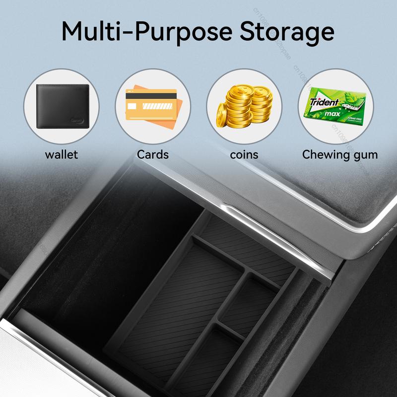For Tesla Model Y 2025+ Juniper Center Console Lower Storage Box Car Tray Organizer Accessories Tidying Black