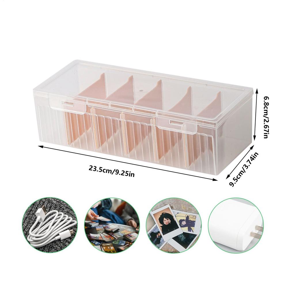 Clear Plastic Compartmentalized Organizer Box  Adjustable Divider  Dustproof Card Organizer with Lid Clutter Collection Box