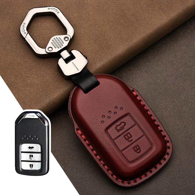 Leather Car Key Case Cover Shell for Honda Civic Accord Fit Hrv Crv Jazz City Protector