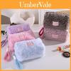 Plush Leopard Print Makeup Bag With Zipper For Travel And Daily Use