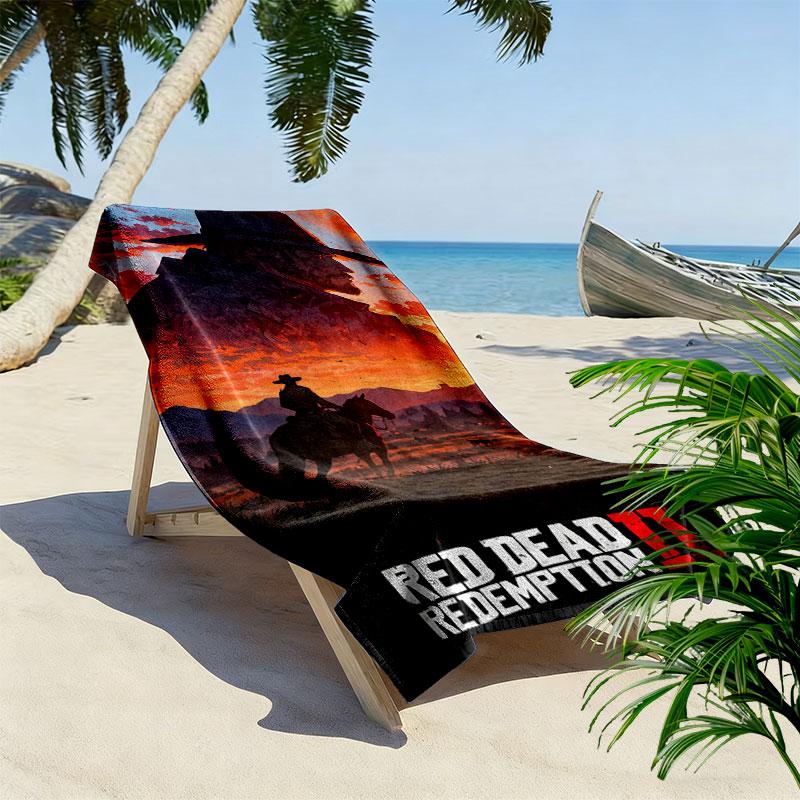 RDR2 poster Print Beach Towel, Large Soft Quick Dry Towel for Beach Camping Swimming