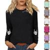 Women's Daily Casual Long-sleeved Flowers Printed Crew-neck Top