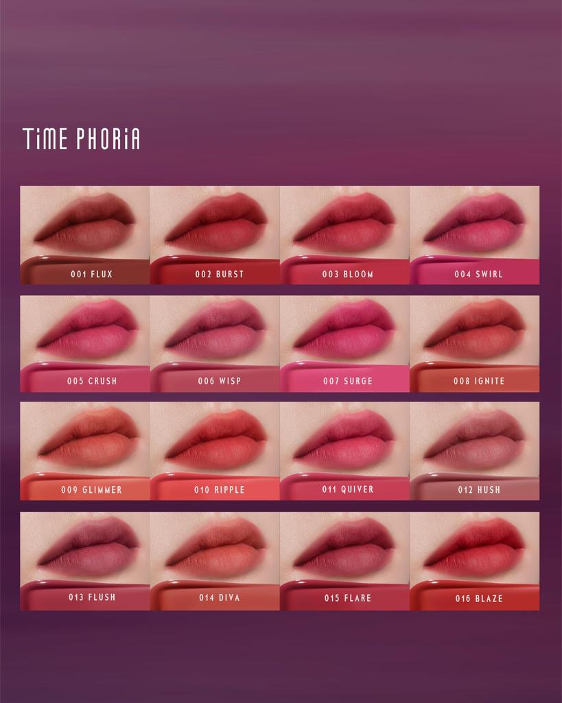 TIMEPHORIA Altera Blurring Lip Tint: Da finitura lucida a morbida opaca, sfuma le linee delle labbra, con una texture leggera, non appiccicosa, ariosa, vellutata per