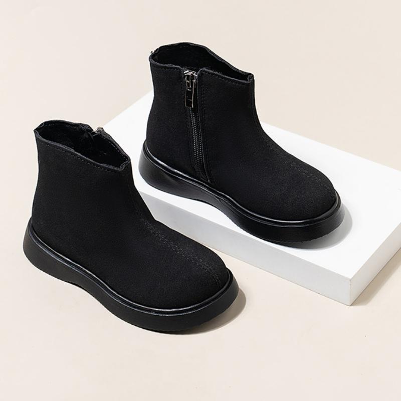 2024 Dětské kožené boty pro dívky Podzim Zima Nová móda Britský styl Měkká podrážka Protiskluzové Všestranné Kotníkové boty