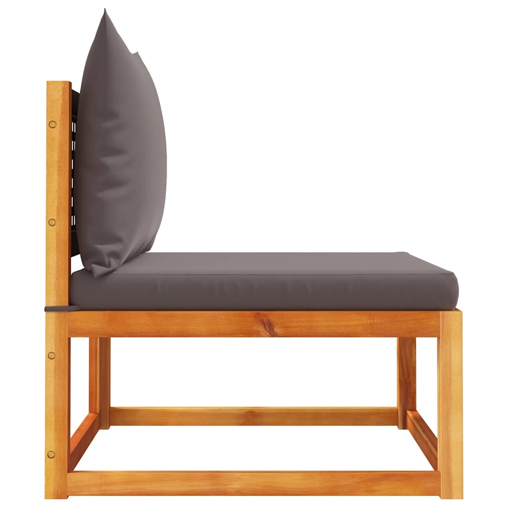 Garden Sofa Without Armrests with Cushions Acacia Wood & Rattan