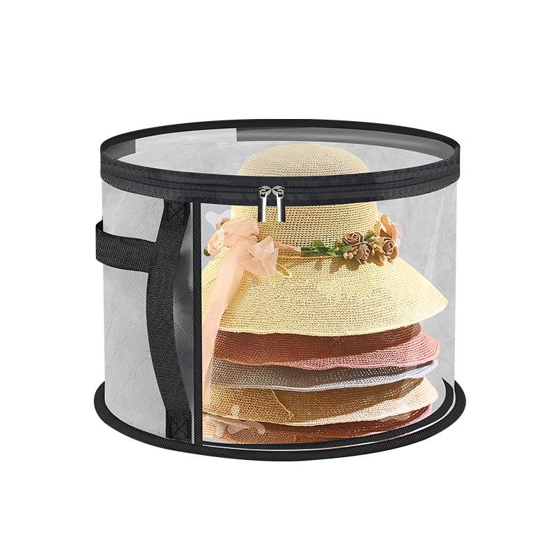 Portable Round Transparent Hat Storage Bag with Handle for Travel