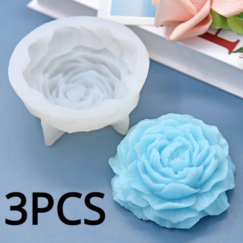 Peony Silicone Candle Mold Aroma Plaster Soap Resin Flower Mould Birthday Holiday Gift Wedding Souvenir Home Decoration