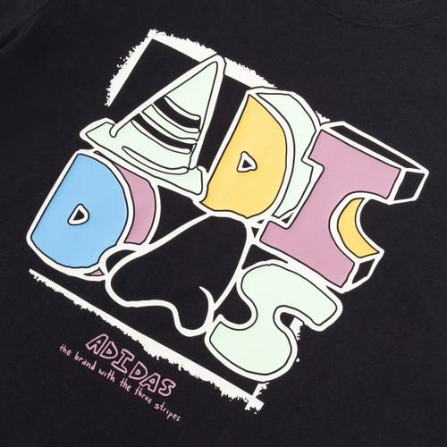 adidas Cartoon Letter Print Sports Casual Short-Sleeve T-Shirt for Men, Black