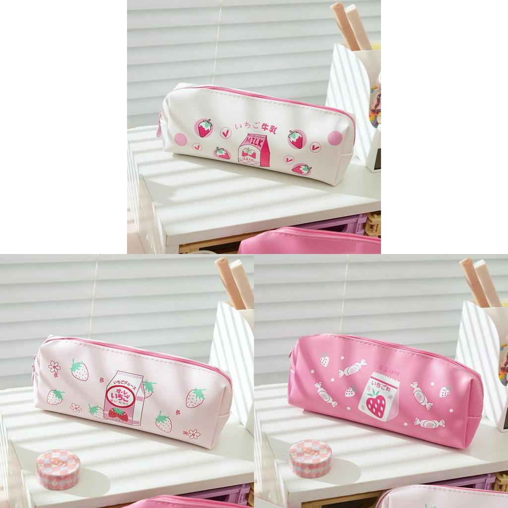 Girls Leather Pencil Case With Large Capacity For School And Travel Storage