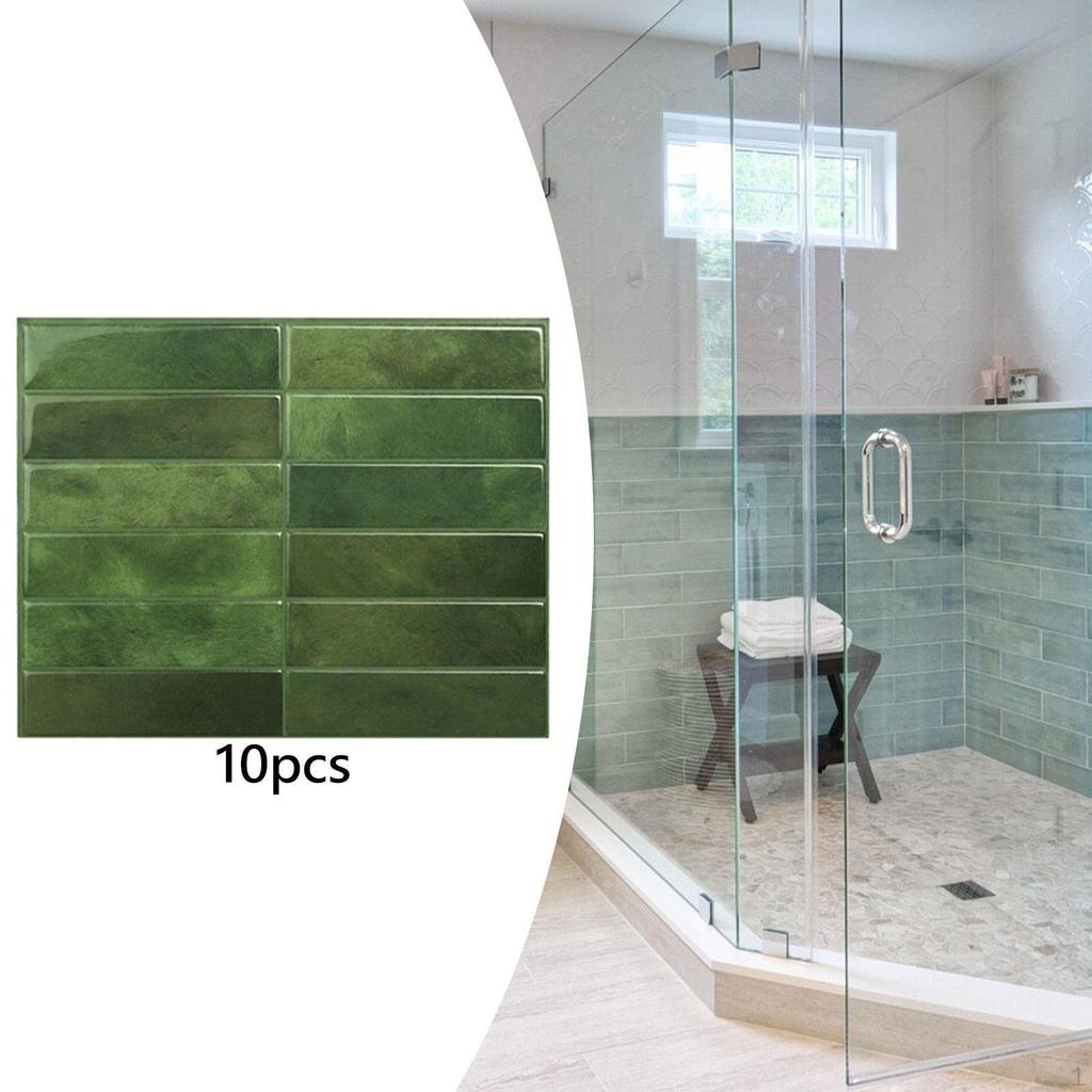 10 Pieces 9 x11.4inch Wall Tiles,Backsplash Tiles, Waterproof Bathroom 3D Thick Peel and Stick ,Self