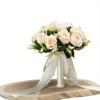 Champagne Wedding Bouquet for Bride Bridesmaid Artificial Roses Bouquet for Wedding Church Home Decoration, Gifts