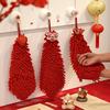 3 Stück, Festliche Handtücher in Tiefrot, Weiche Handtücher im chinesischen Stil mit Löwentanz- und Fu-Zeichen-Design, Geeignet für Küche, Badezimmerzubehör